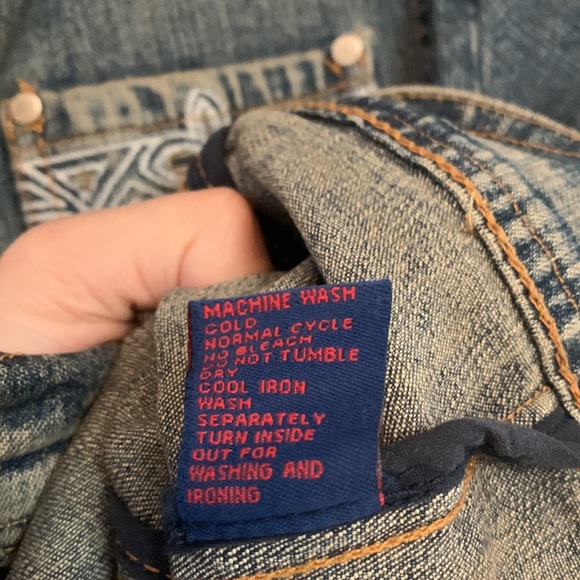 UEC Yuka Jeans boutique jean jacket zippered w embroidered pocket detailing szM - Picture 5 of 8